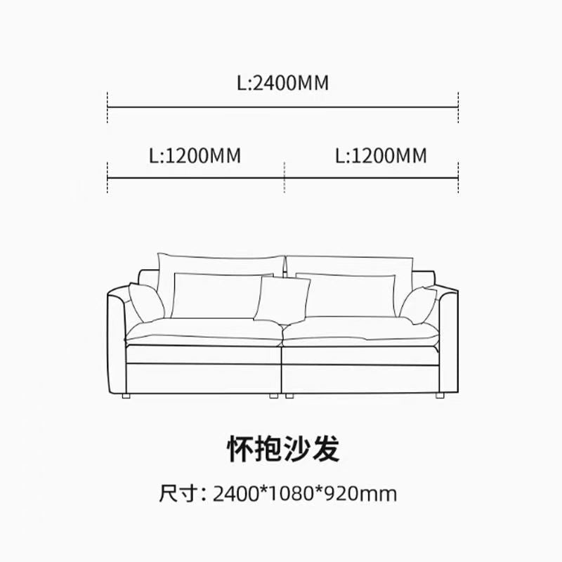 Casual cotton and linen sofa small apartment wabi-sabi style living room fully removable and washable linen cream style three-seater sofa