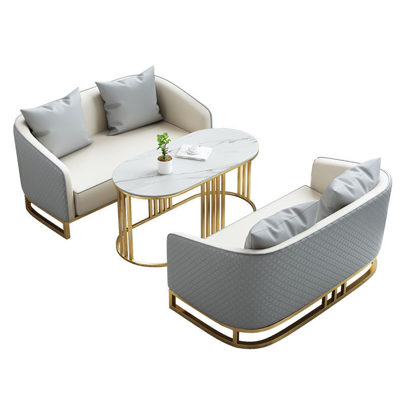 Hotel lobby sofa chair rest area reception booth sales office reception negotiation table and chair combination solid wood frame