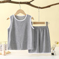 Kids' tank top set - lightweight modal loungewear for boys - sleeveless air conditioning suit - baby ice silk pajamas - summer boys' outfit