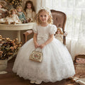 Flower girl wedding dress evening dress cross-border wedding female host retrogirldress lace clothing in stock wholesale