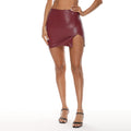 European and american ins style pu skirt   new zipper hip skirt asymmetrical slit leather skirt