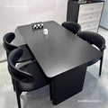 Italian-style black rock slab dining table set for small spaces - minimalist modern home furniture