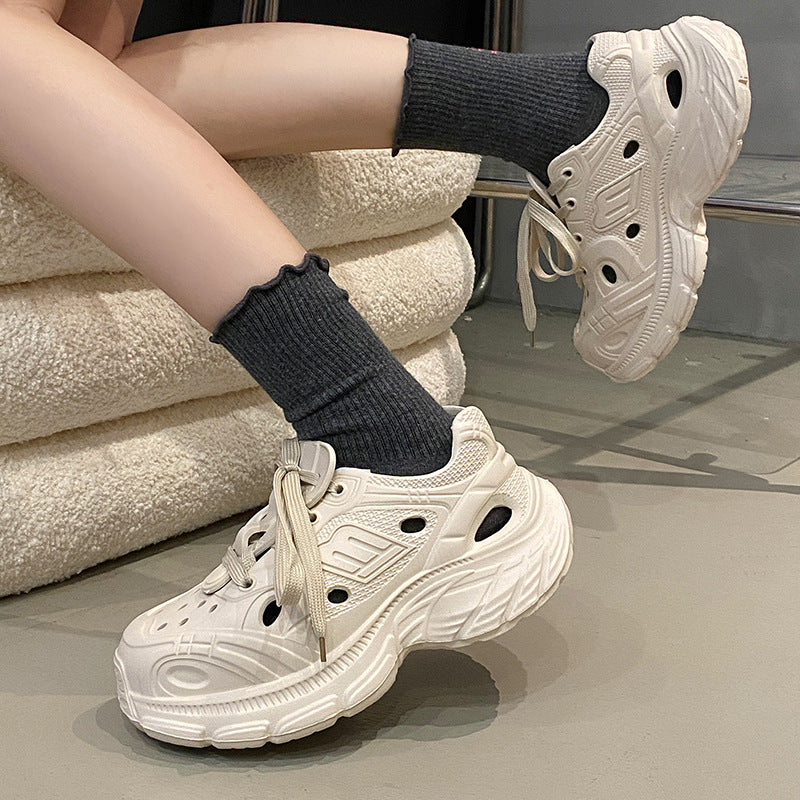 Women's clogs: 2025 new summer styles - breathable, versatile, chunky platform, height-boosting, dad shoes, sandals for women's outdoor wear