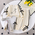 Children's clothing cross-border girlsuit apricot long-sleeved topspantssuit