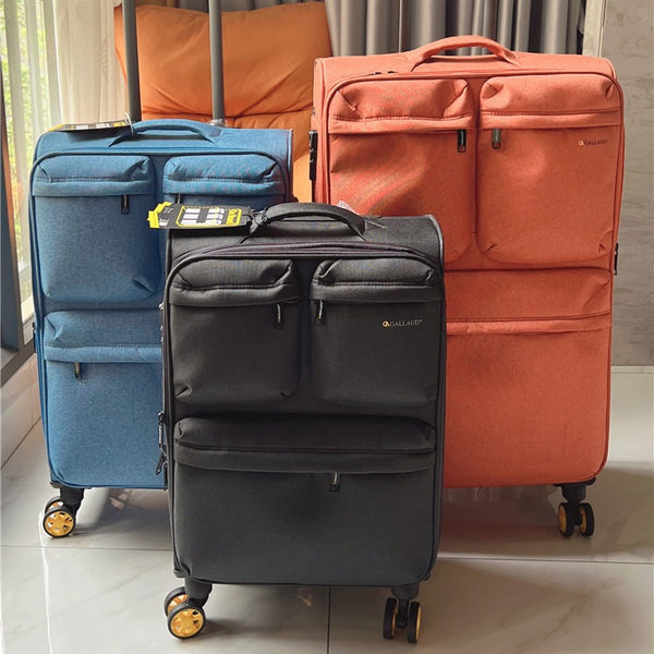 Foreign trade Oxford cloth suitcase Ultra-clear canvas trolley case 20 inch boarding case Large capacity checked travel bag 28