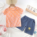 summer kids' short-sleeve set: toddler & children's pure cotton denim casual short-sleeve & shorts two-piece outfit - dropshipping available
