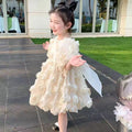 【clearance】girls' summer dress: new, stylish rose-embellished, fairy-tale bubble sleeve princess tutu dress
