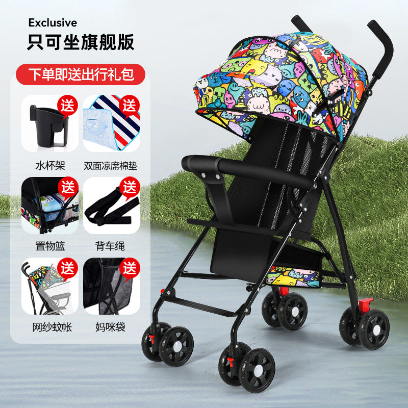 Baby stroller lightweight foldable umbrella stroller reclining seat summer travel pram for infants and toddlers
