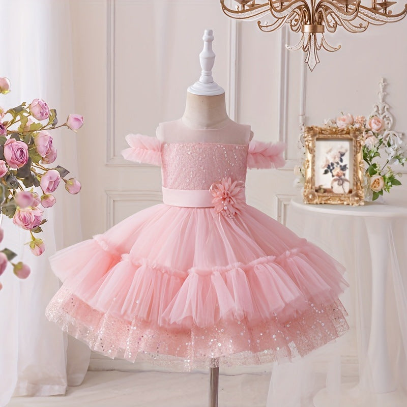 Exportgirl evening dress one shoulder performance princess dress one year old birthday party dress girl dress