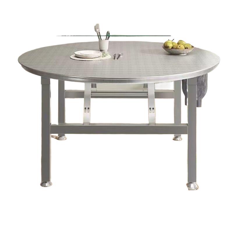 Extra-thick stainless steel folding round table - ideal for bbq, food stalls, rural dining, commercial restaurants, and outdoor seating