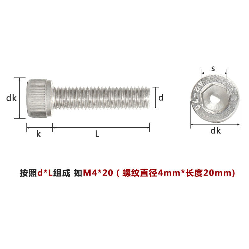 304 stainless steel hexagonal screw manufacturer cylindrical head screw fastener black cup head hexagonal screw