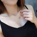 European and american elegant double layer necklace for women, minimalist versatile round pendant stainless steel short choker clavicle chain - wholesale/distribution