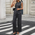 European and american cross-border e-commerce women's autumn new arrivals:  independent site washed casual striped sleeveless denim set