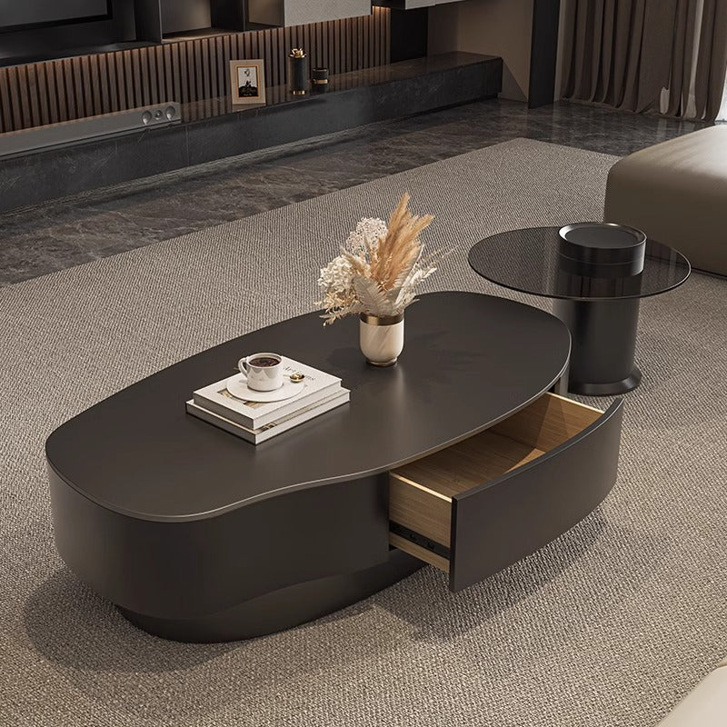 Special-shaped rock slab mango coffee table modern casual size apartment oval living room for home simple