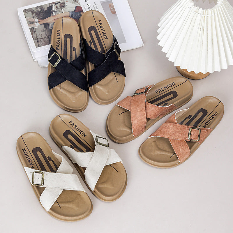 2026 new french retro platform crossover strap french chic sandals & slippers - summer women's outerwear fashion export