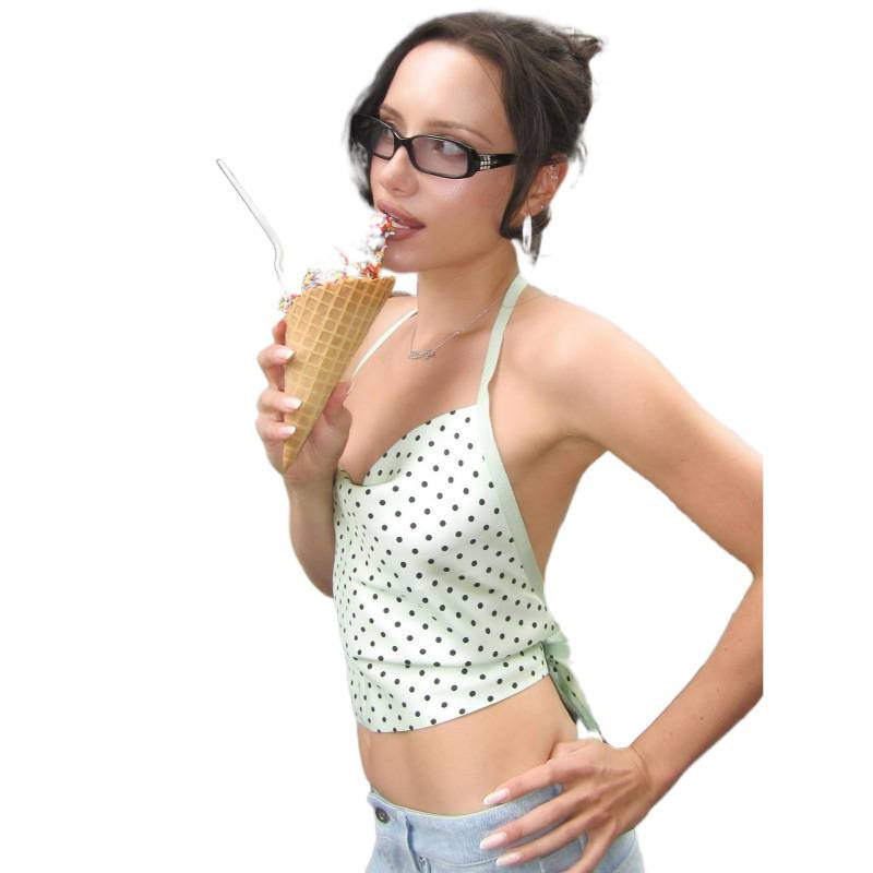Ins european and american clothing  summernew arrivalfashionsexybackless polka dot haltereleganteasiest for matchshorttops