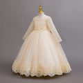 New in stock long sleeveslacekids dress wedding dress princess dress female flower girl birthday dress kids dress