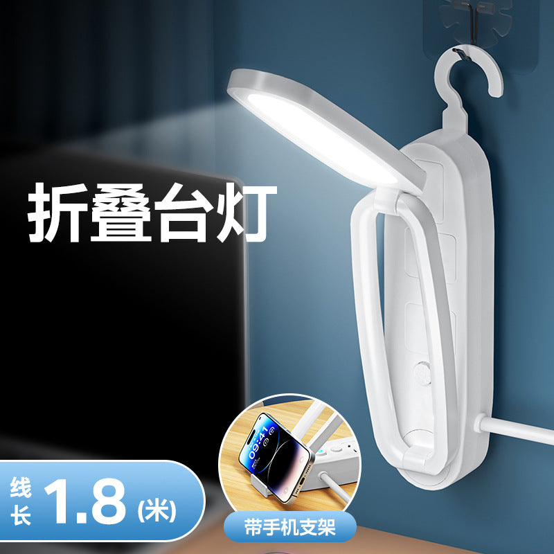 Cute foldable socket desk lamp - ins style cartoon eye protection night light for students, dorms, bedrooms, and bedside tables