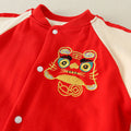 Baby fall and winter wear chinese style long sleevesfleece-lined khaki full moon suit tiger head first birthday dress climbing suit national trend