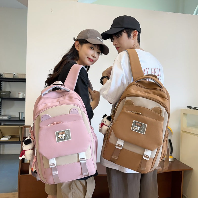 New schoolbag female college student high school student girl backpack simple burden reduction large capacity boys backpack