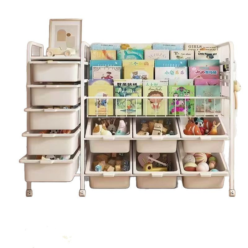 Mobile bookshelf home picture book rack children's reading baby bookcase multi-layer toy floor storage simple storage rack