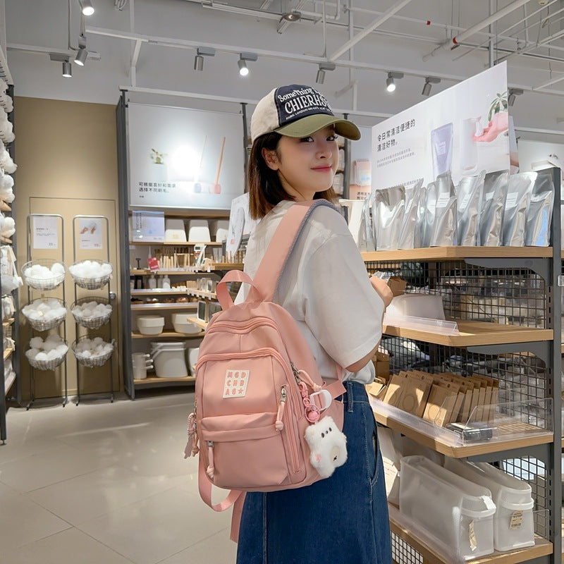 Backpack Simple Women's Leisure Large Capacity Travel Backpack Female Junior High School Student High School Student School Bag Male