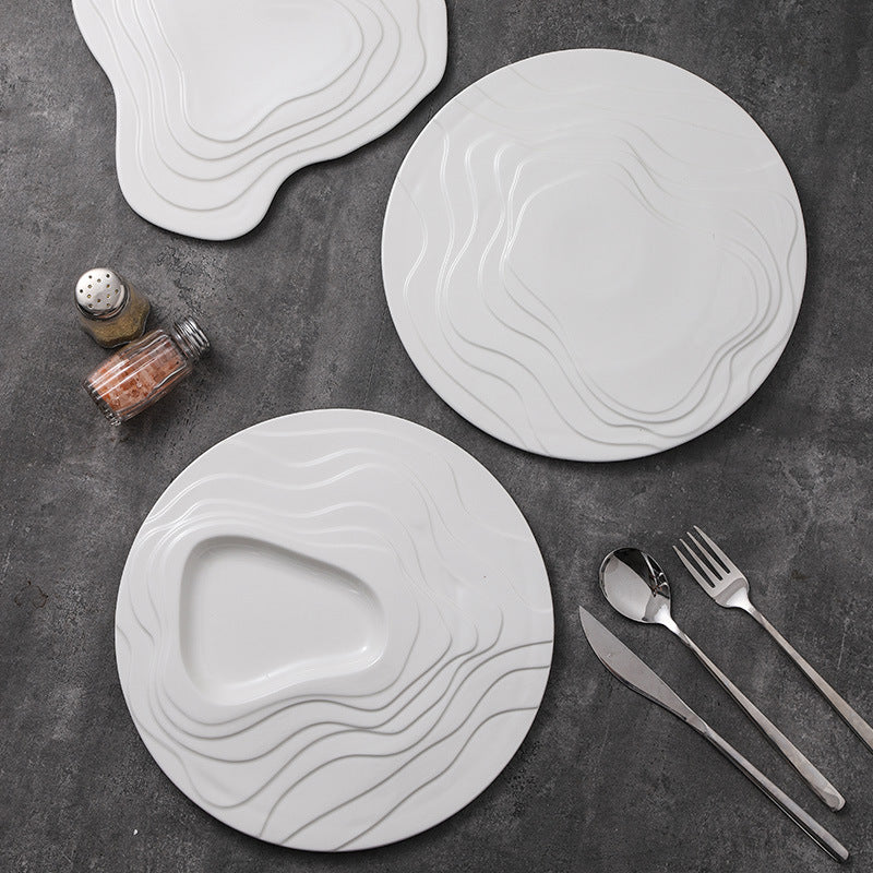 Personalized artistic ceramic western food plating plates for restaurants and hotels - light luxury gold-trimmed ceramic plates for steak and high-end desserts