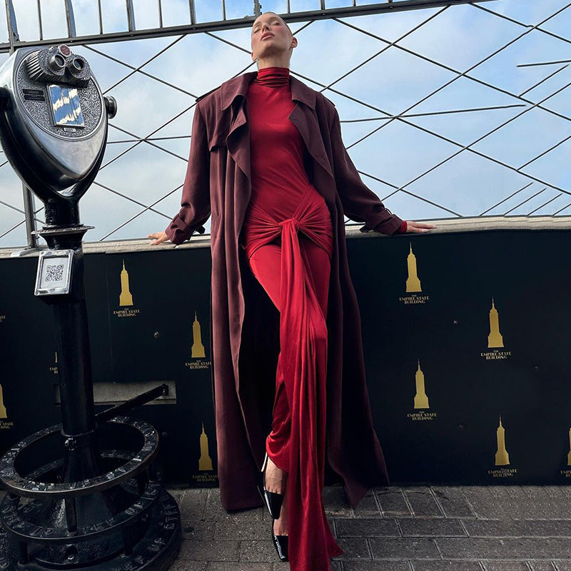 Europe and the United States  autumn explosion semi-turtleneck long-sleeved dress women's fashion sexy temperament Spice girl tight dress