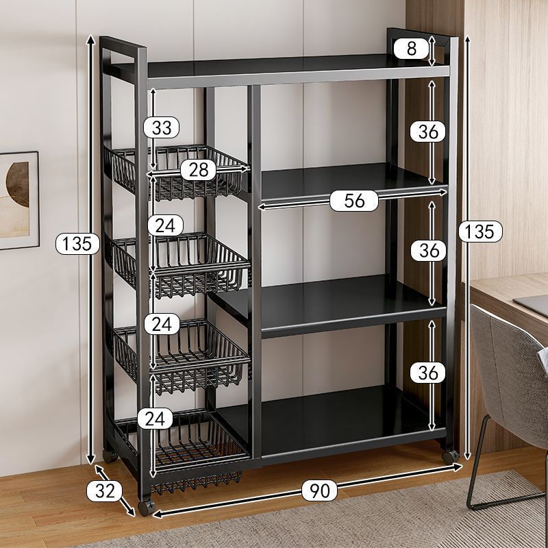 Kitchen shelf storage rack floor-standing multi-layer movable storage rack multi-functional punch-free storage rack thickened shelf