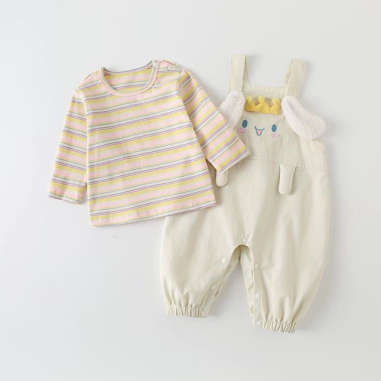 Baby autumn suit rompers spring autummale baby stripeslong sleeves overalls two-piece set jumpsuit