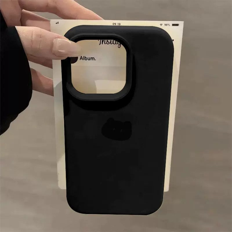 Cute minimalist little black cat head suitable for iphone 17 mobile phone case fresh and gentle style apple 18 protective cover 13