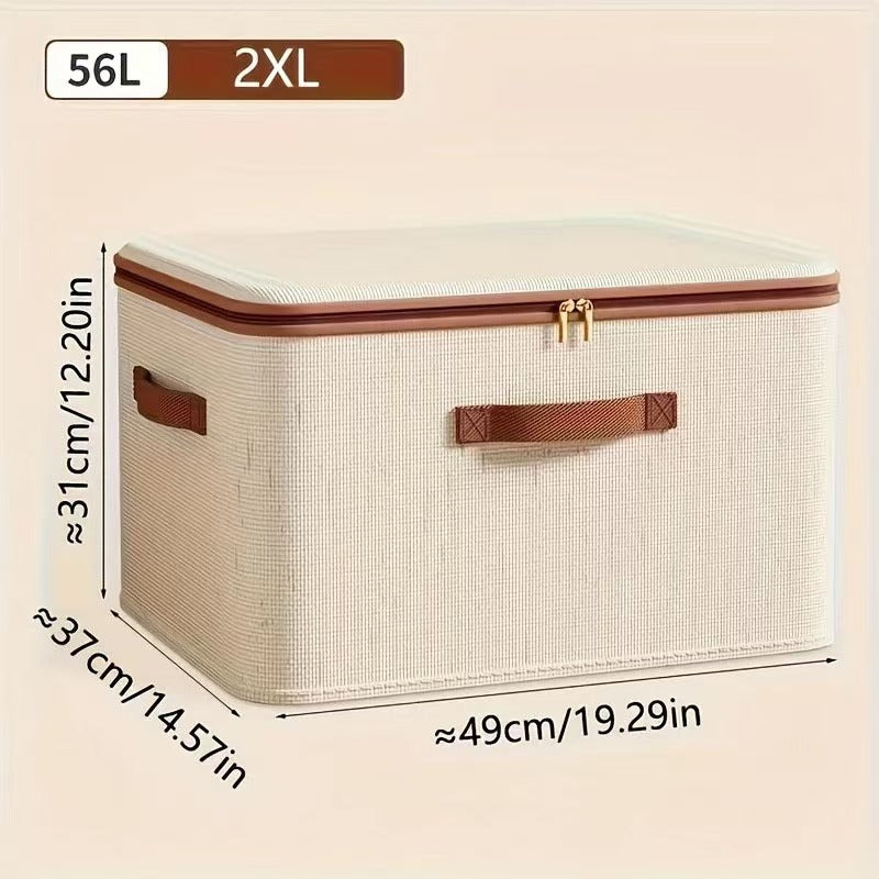 Cross-border new Tianshan cotton and linen storage box household bedroom zipper storage box clothes with lid storage box clothes