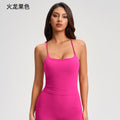 Cross-strap camisole tank top for women with built-in bra pads - no bra needed - cropped fitness yoga top yg-1008