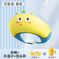Triceratops shower cap - yellow + shampoo cup + water thermometer