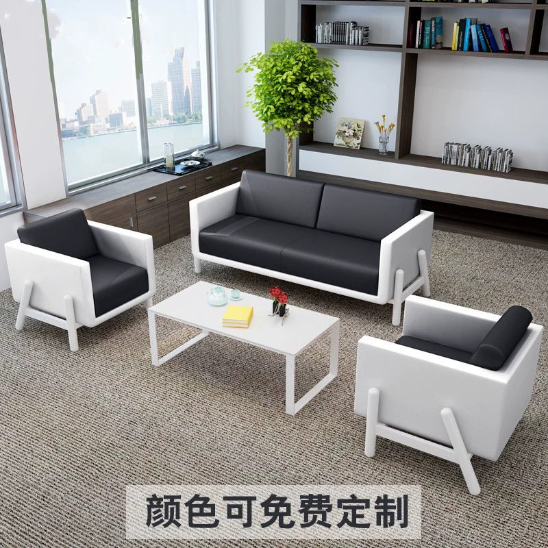 Modern minimalist mall seating area multi-person sofa reception room showroom office sofa 4s store genuine leather sofa customization