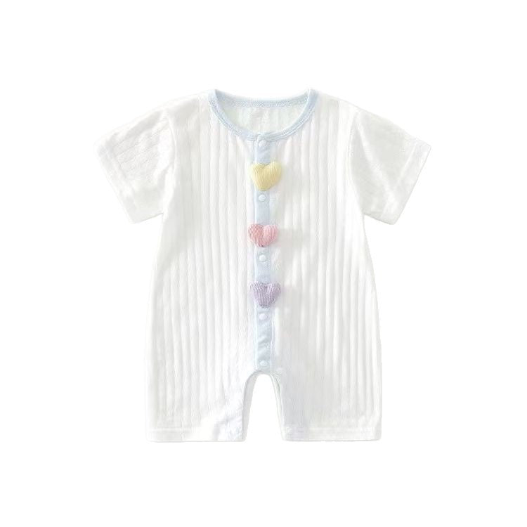 Summer lightweight baby romper - newborn bodysuit for boys and girls - short sleeve onesie for crawling and everyday wear