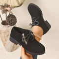 Wholesale plus size women's fall/winter new collection chunky heel solid color side zipper single shoes comfortable casual round toe martin boots