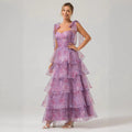 spring/summer new european and american sleeveless fashion floral camisole off-the-shoulder tie-up maxi dress in organza