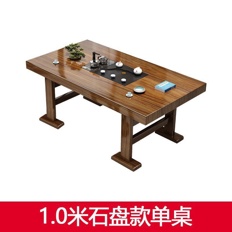 Solid wood large board tea table and chair combination, one table and five chairs, new chinoiserie office coffee table, for home living room casual tea making table