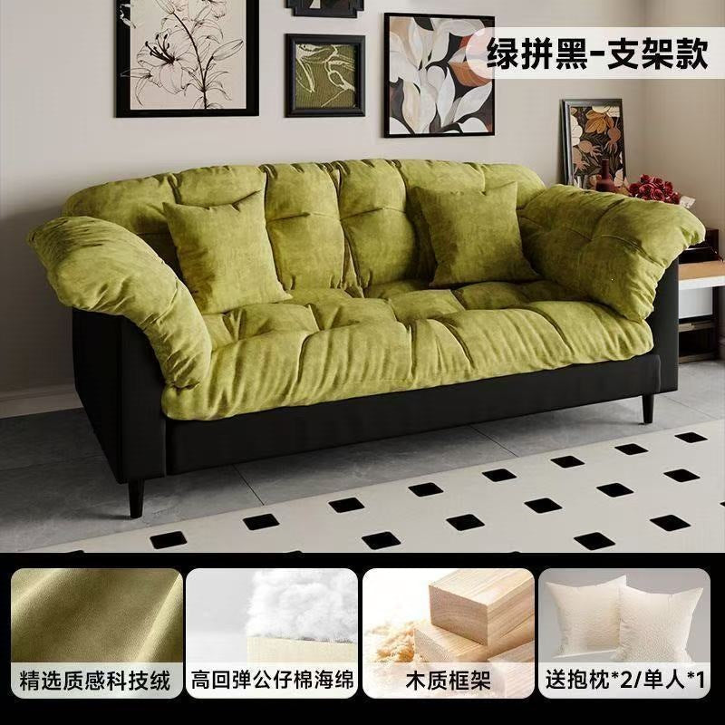 New fabric sofa for home, small apartment living room, double seater, rental property, modern minimalist straight-row lazy sofa