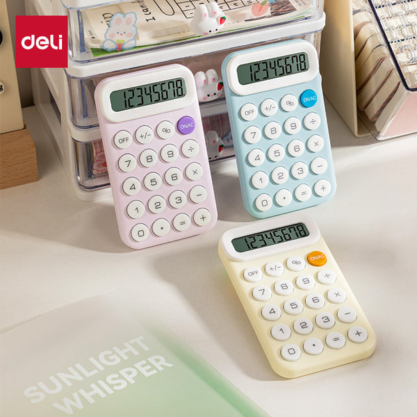Deli TE10 Portable Calculator (Table) Candy Color Cute Student Small Computer Silicone Buttons