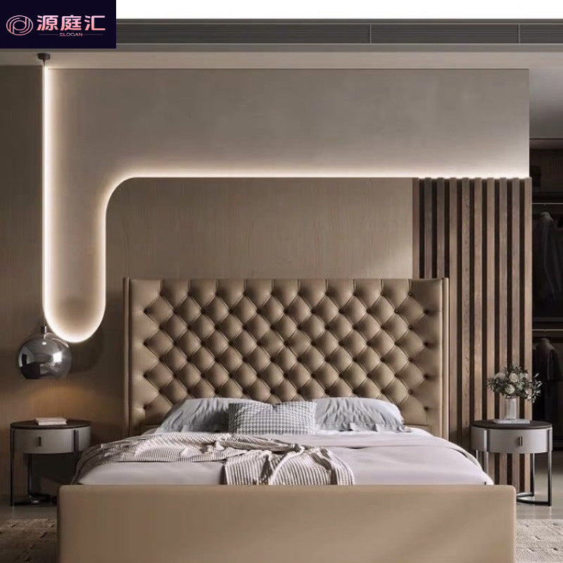 Modern creative italian american style zipper closure light luxury black double bed for home bedroom master bedroom upholstered wedding bed