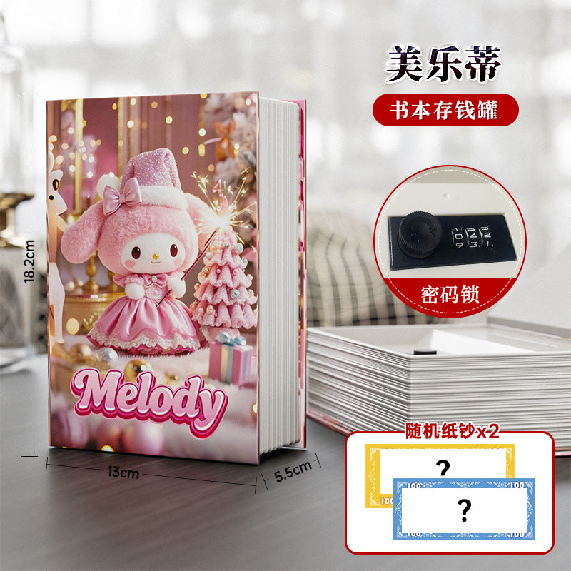 Labubu cartoon animation piggy bank new arrival book style girl girl safe savings box exquisite book cover imitation