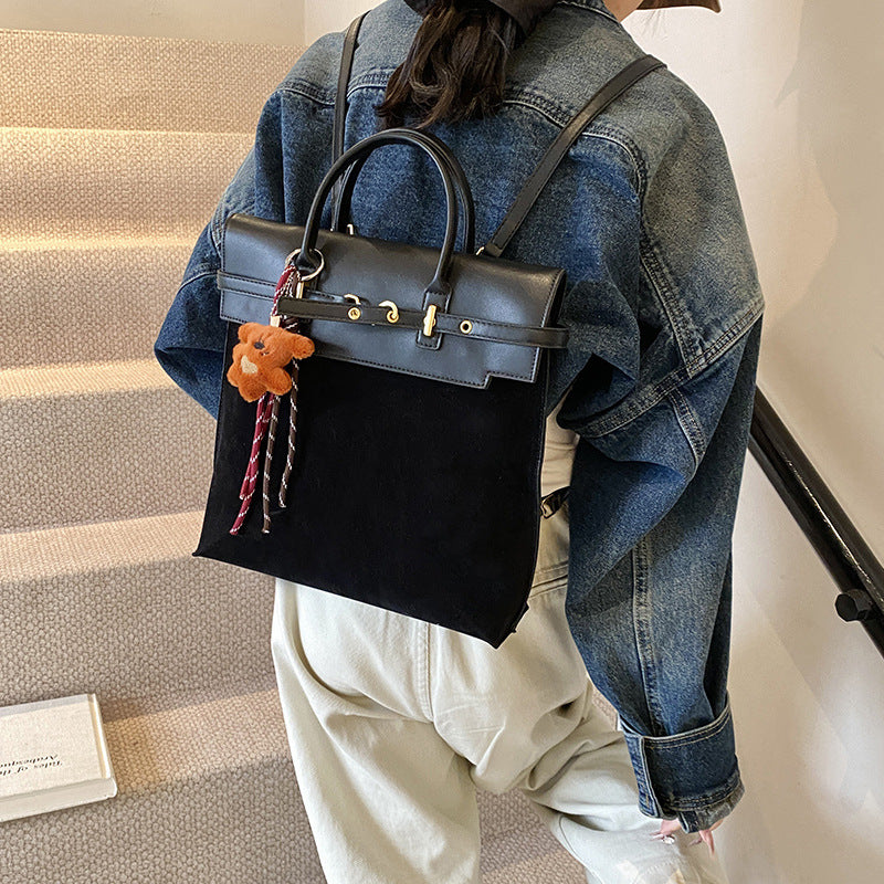 Retro fashion briefcase women 2025 new leopard print backpack large capacity commuting versatile senior sense student bag