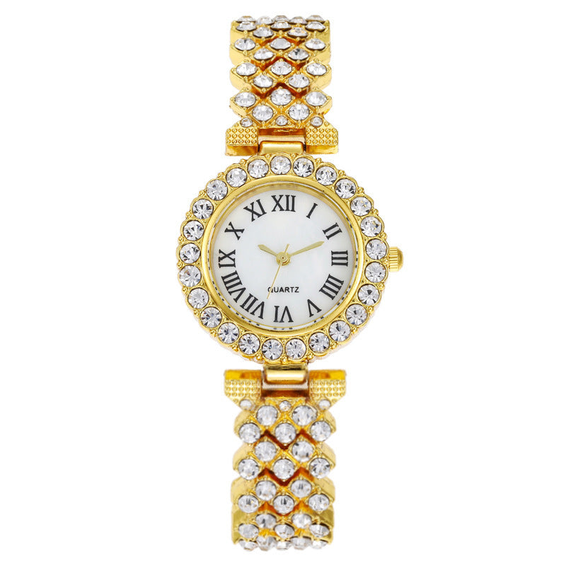 Hot-selling, trendy roman numeral diamond-studded women's watch, quartz movement, bracelet-style wristwatch for women, direct from the manufacturer, in stock