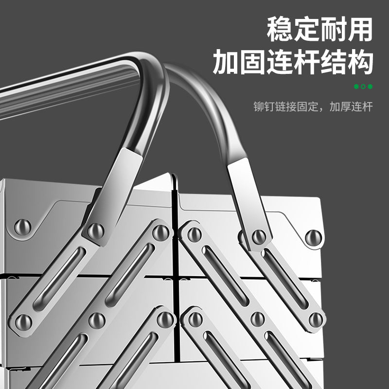 Baolian stainless steel toolbox three-layer folding household car multi-function portable iron industrial-grade storage box