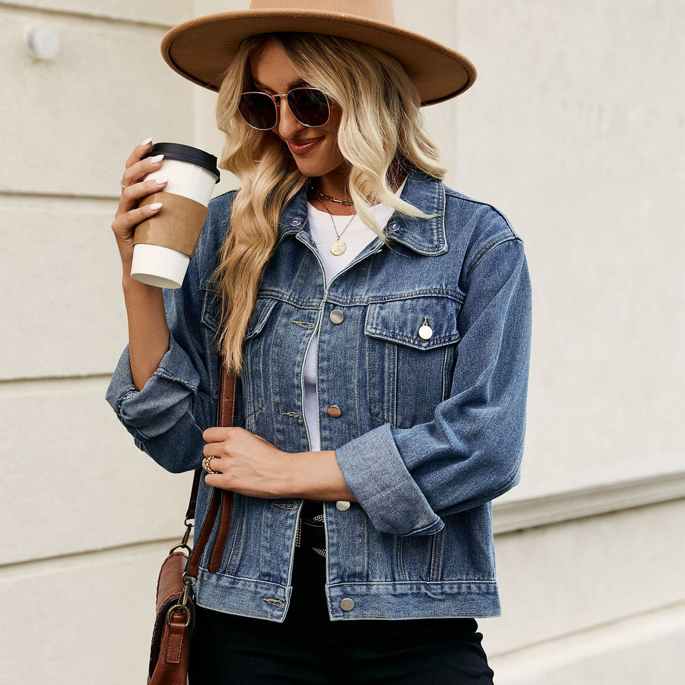 Fashionexport cross-border women's clothing  new arrival silm washed short denim jacket outweartops trendy