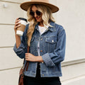 Fashionexport cross-border women's clothing  new arrival silm washed short denim jacket outweartops trendy