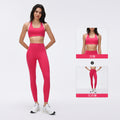 Contrast color yoga suit women's bubble wrap anti-sagging fitness bra high waist peach hip nine-point sports pants two-piece set