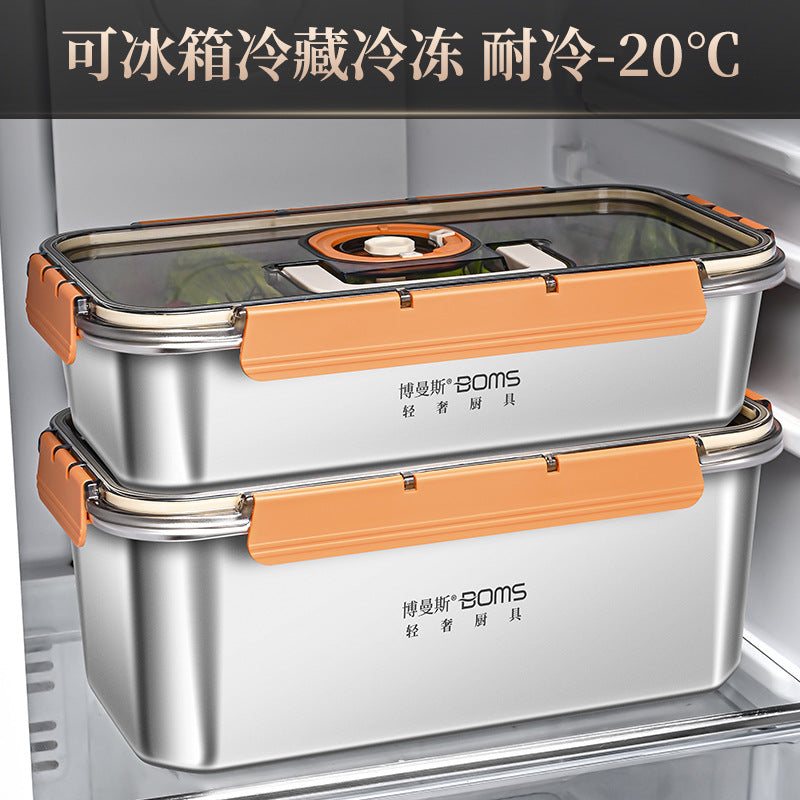 304 stainless steel crisper sealed leak-proof high temperature lunch box large capacity food grade refrigerator storage box wholesale